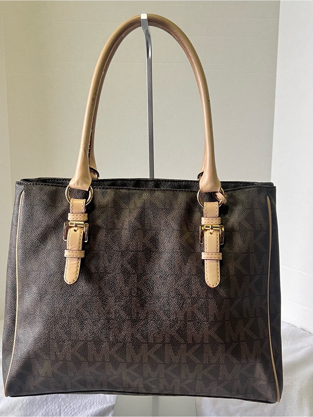 Michael Kors Brown MK Logo Expandable Jet Set Medium Work Tote